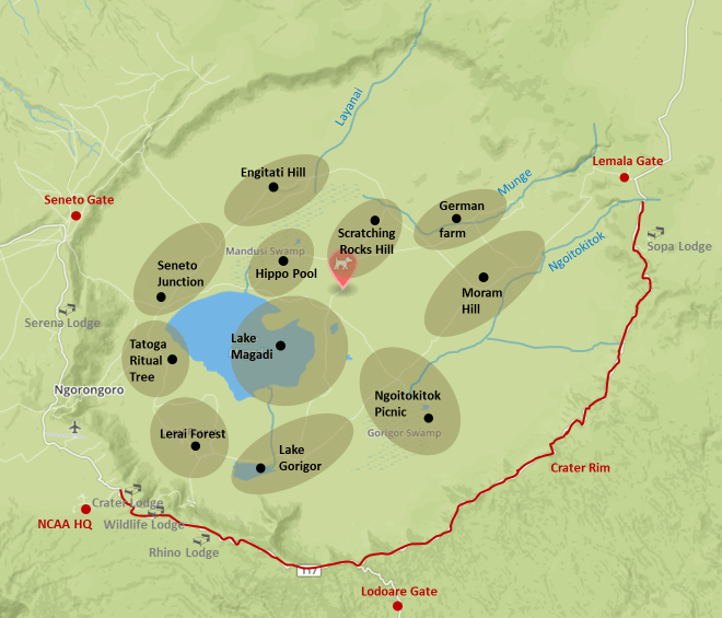 Crater locations